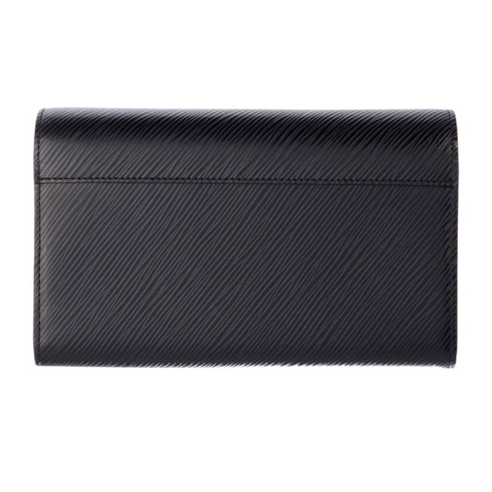 Louis Vuitton Twist Wallet Black Epi Leather Silver LV Lock Box Dust Bag Auth